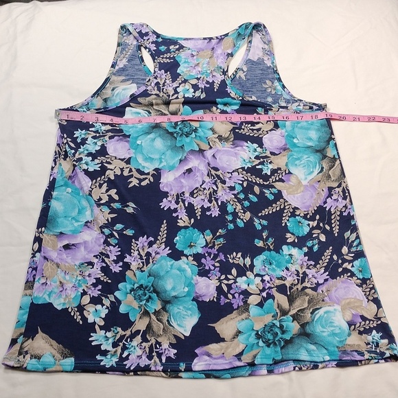 Sew In Love Womens Floral Sleeveless Top - Blue and Purple Size Medium - Picture 8 of 8